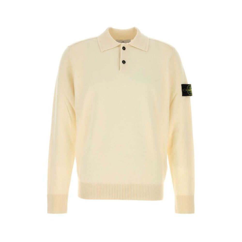 Stone Island Men Ivory Wool Polo Shirt